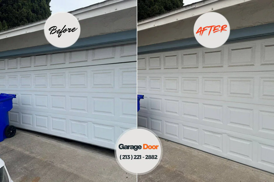 Before and after: garage door repair Sierra Madre, CA